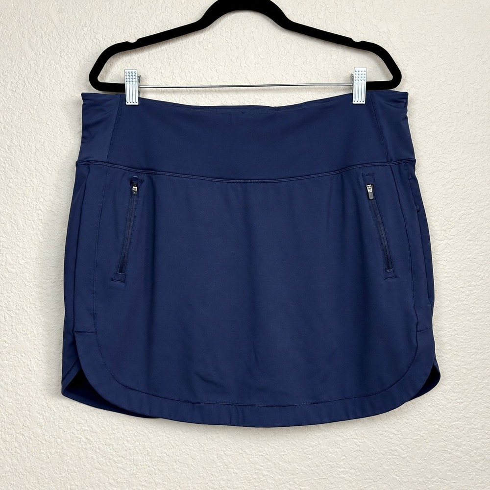 Athleta Fairway Golf Skort Womens Navy 16 Inch Built In Shorts Pickleball Sz XL